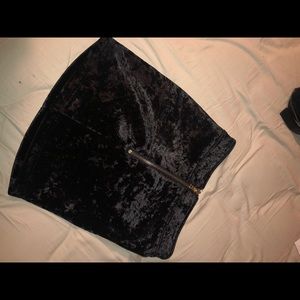 Black velvet mini skirt